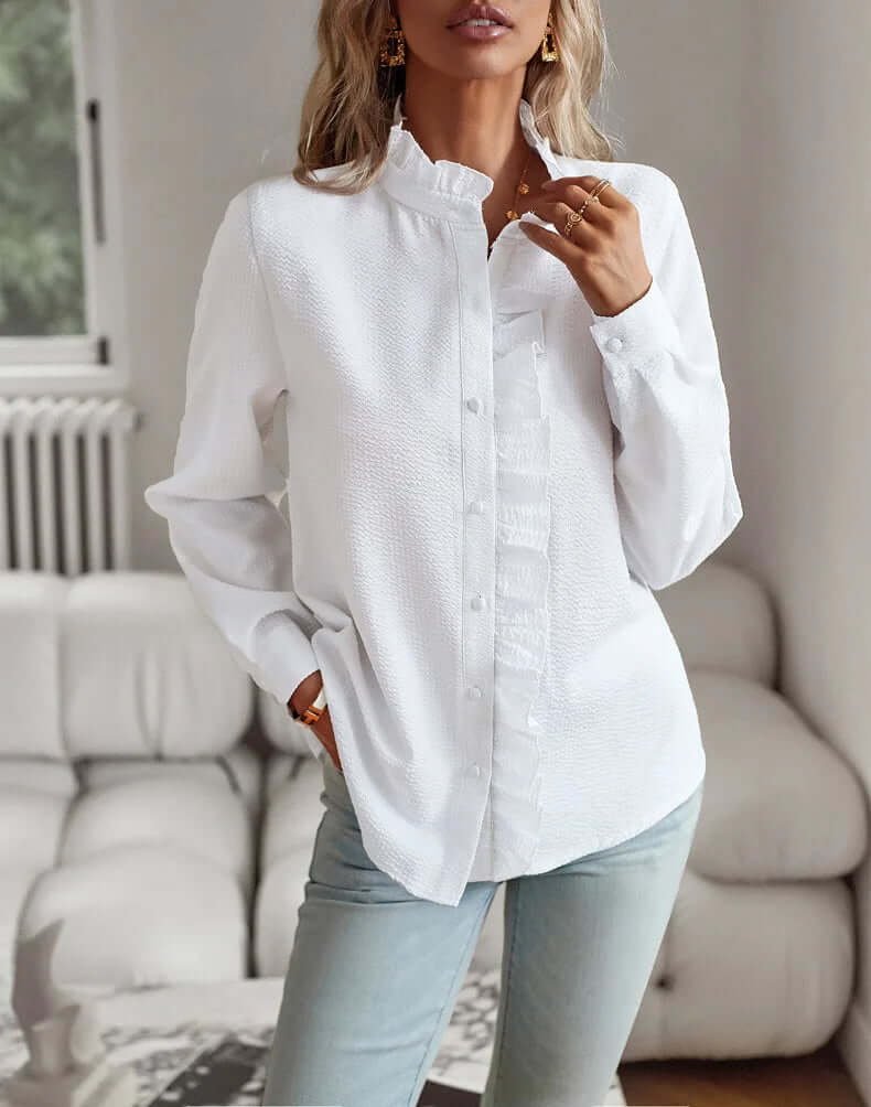 Stylish women's elegant cotton top, short-sleeve design. Breathable & soft for comfortable everyday summer casual wear.