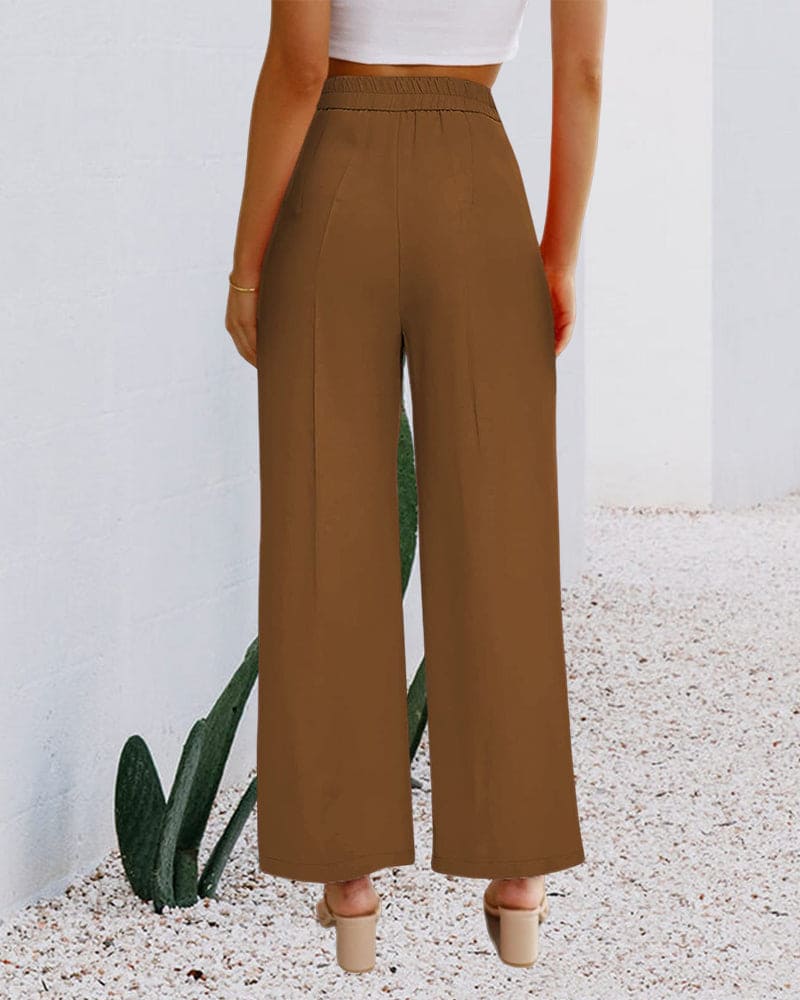 Casual chic women's wide-leg trousers, high-waisted and comfortable for everyday versatile fashion.