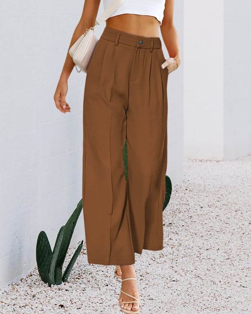 Comfortable ladies' wide-leg trousers, featuring a high waist and flowing design for effortless elegance.