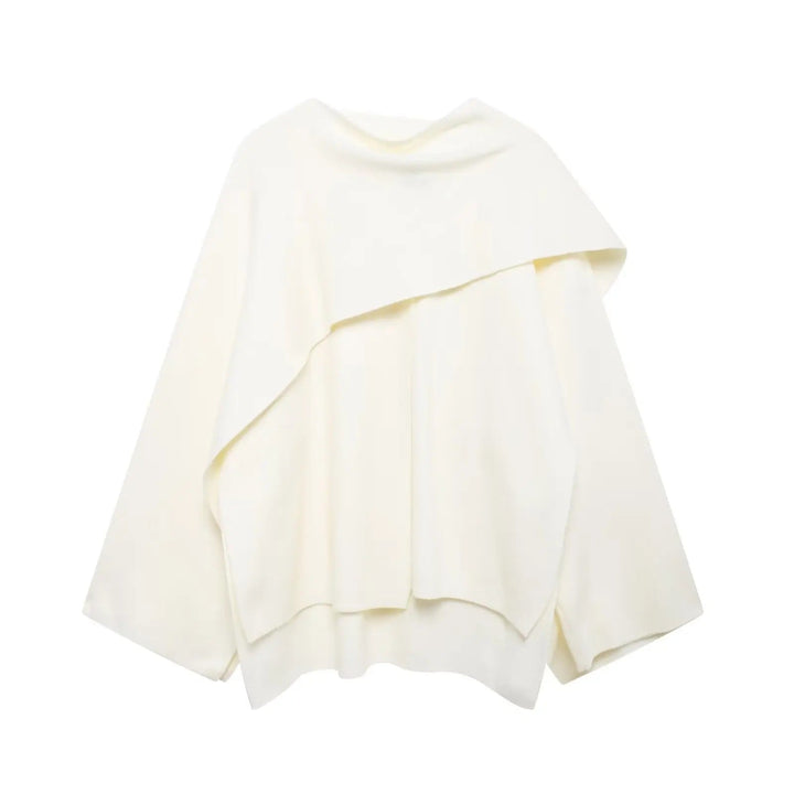 Ella women's stylish winter poncho, an elegant asymmetrical warm wrap, ideal for fashion.