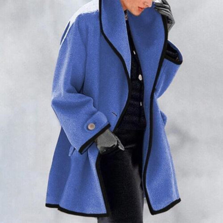 Elegant women's wool blend double button trench coat for winter. Stylish long outerwear.
