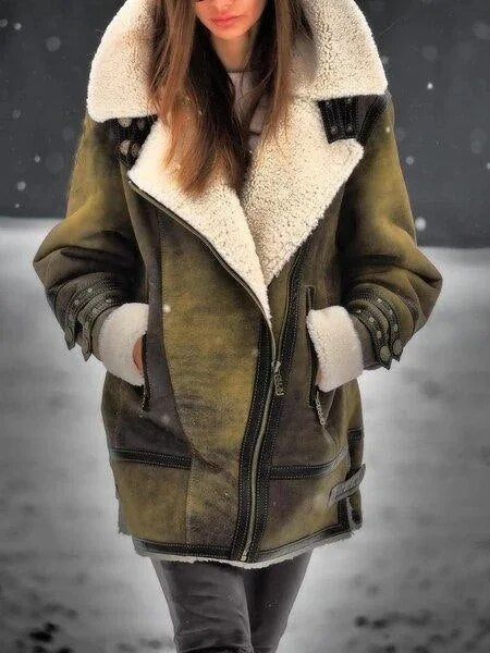 Women's wool blend double button long trench coat. Elegant and warm winter outerwear.
