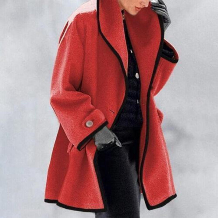 Classic women's wool blend double button long trench coat, ideal for elegant winter and fall fashion.