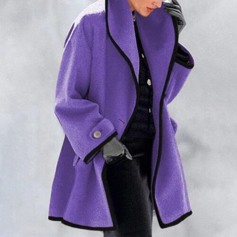 Plus size women's elegant wool blend double button winter trench coat. Warm & stylish outerwear.