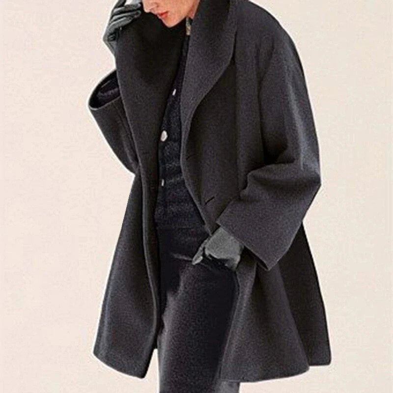 Stay warm in this elegant women's wool winter jacket. Stylish button-down hip-length outerwear for fall.