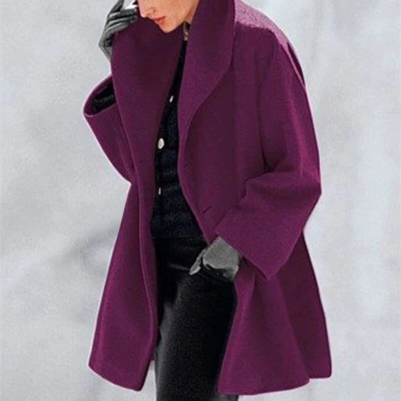 Women's stylish & warm wool winter jacket. Elegant button-down outerwear, perfect for cozy fall fashion.