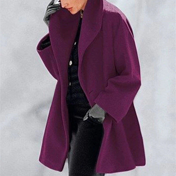 Women's stylish & warm wool winter jacket. Elegant button-down outerwear, perfect for cozy fall fashion.