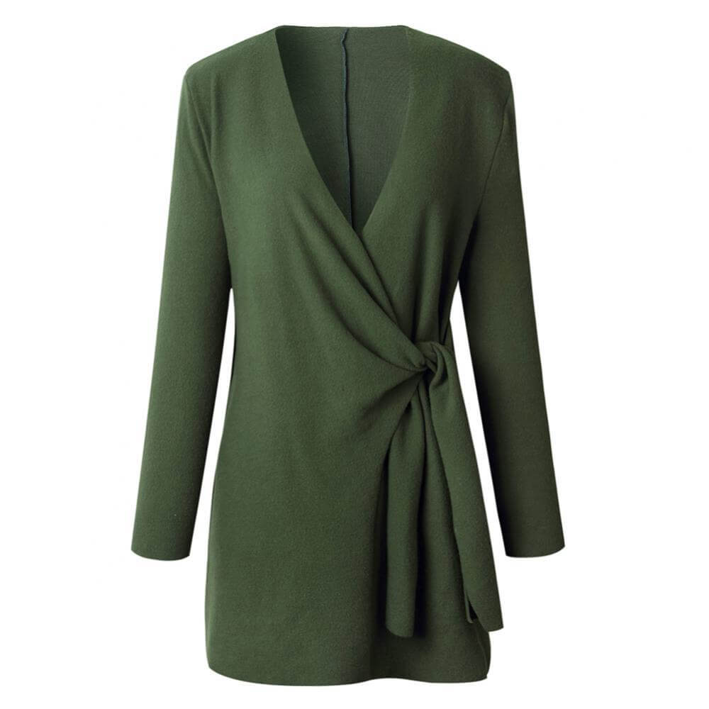 Comfortable women's clothing: lightweight midi wrap dress with a flattering silhouette.