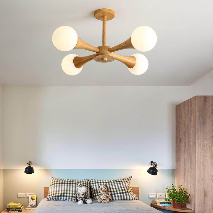 Stylish wooden pendant light, enhances entryway illumination.
