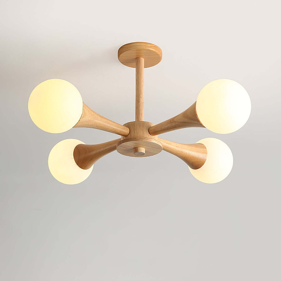 Elegant wooden chandelier, easy to install ceiling lamp.