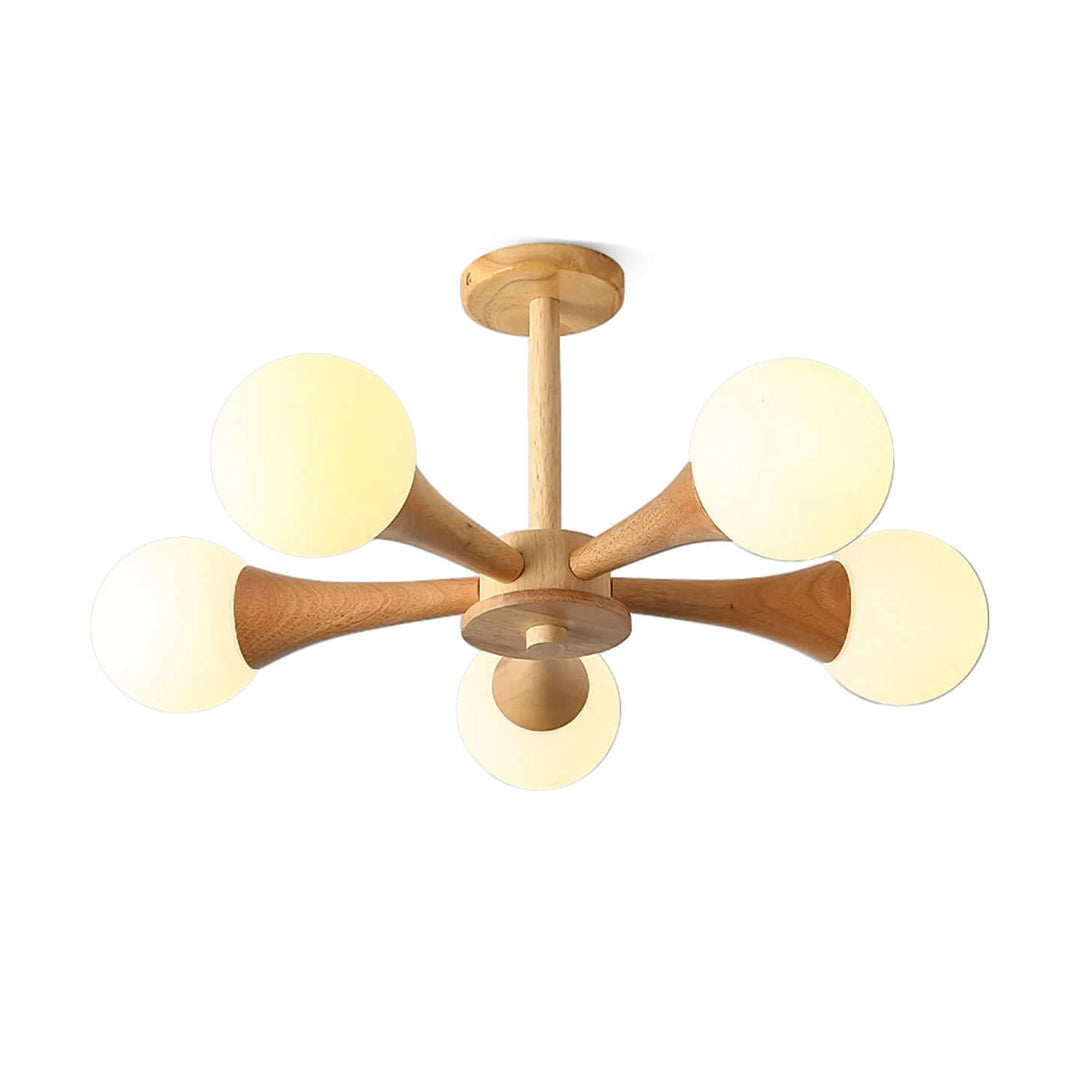 Charming wooden pendant light, ideal for high ceilings.