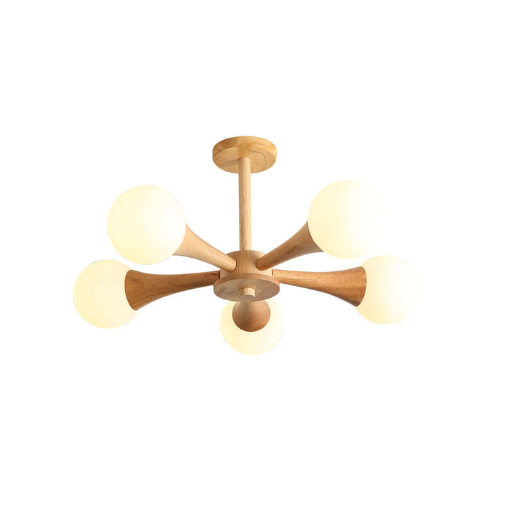 Wooden chandelier, adds character to dining or living rooms.