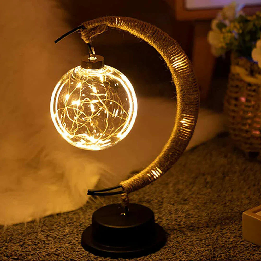 Unique LED moon lamp for home decor, an enchanting ambient night light perfect for bedroom or table.