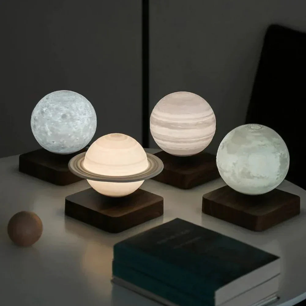 Captivating floating moon lamp, LunaFloat, providing enchanting ambient light for a serene and unique atmosphere.
