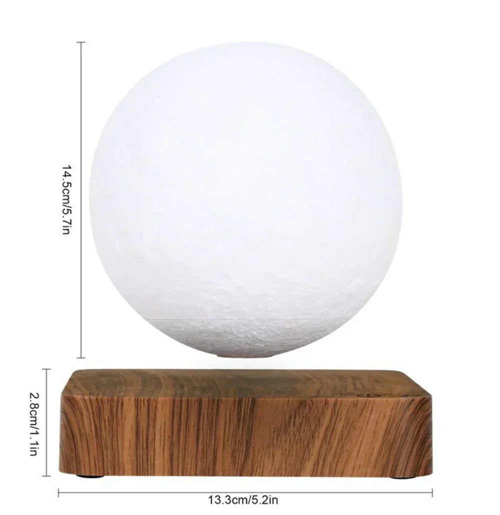 Innovative levitating moon lamp, LunaFloat, showcasing magnetic suspension for a mesmerizing, futuristic display.