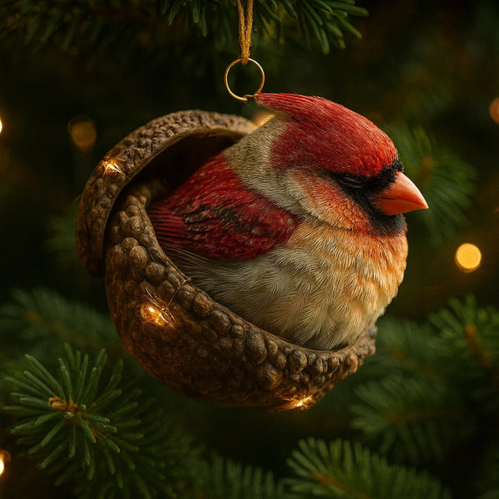 Unique forest animal acorn ornament, perfect for Christmas tree decoration.
