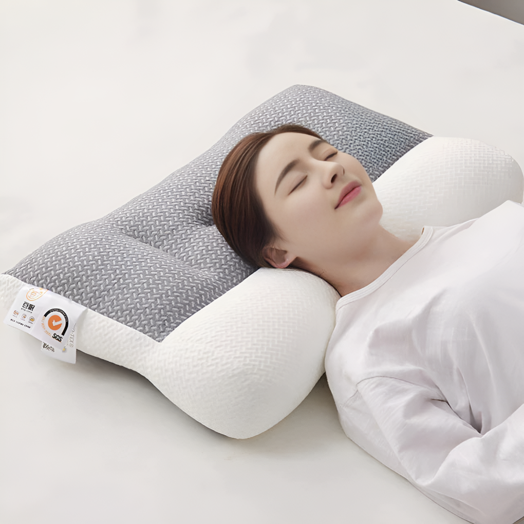 Ergonomic memory foam cervical pillow providing therapeutic neck support for improved sleep health & pressure relief.