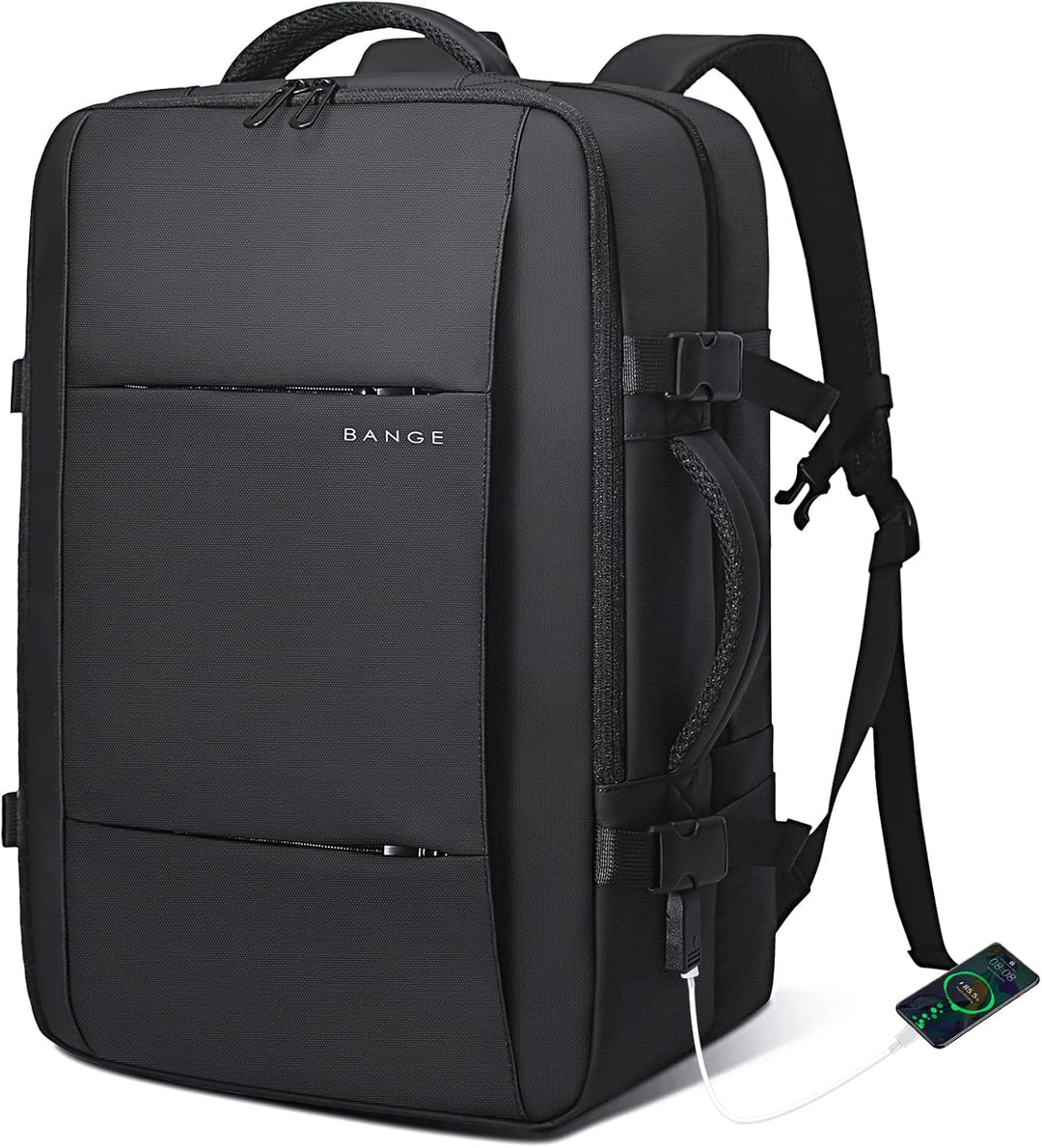 Carry-on compliant waterproof travel backpack, fitting airline requirements for overhead bins.