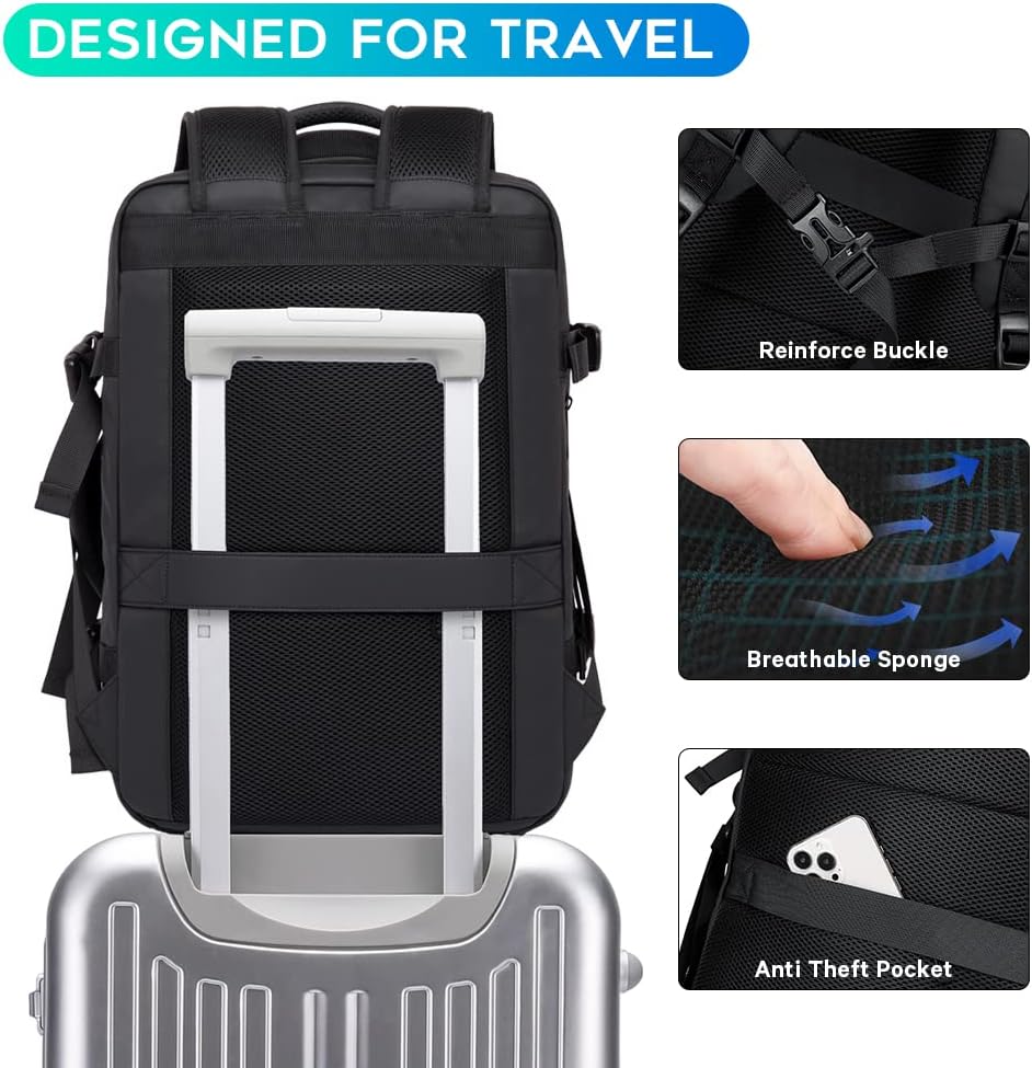 Ergonomic design of expandable waterproof travel backpack for comfortable long-term wear.