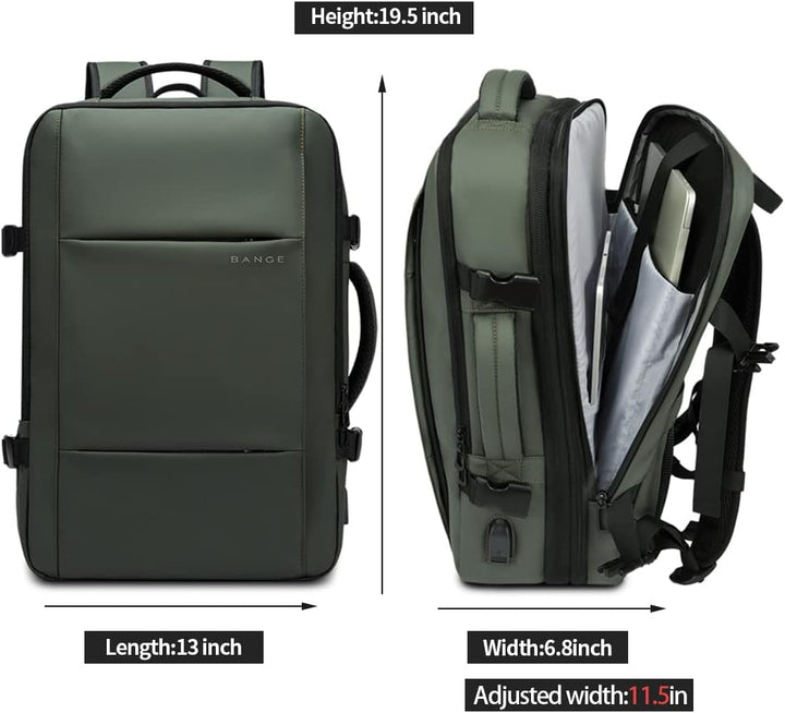 Interior of waterproof travel backpack, with padded laptop sleeve and ample storage.