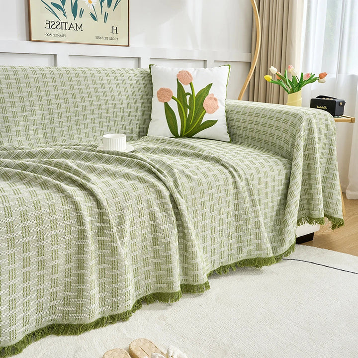 Stylish extra large reversible sofa cover for living room home decor. Protects furniture from pets; easy care machine washable.