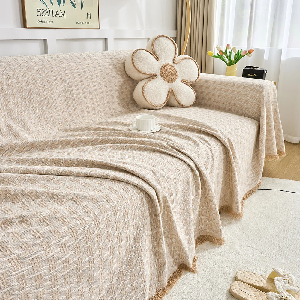 Versatile extra large reversible sofa cover for living rooms, offering two looks. Pet-friendly furniture protector & easy care.