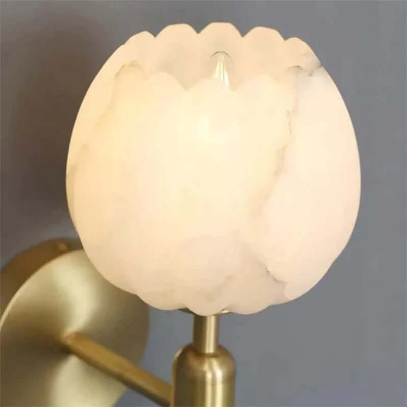 Marble & Rose Flower Wall Sconce Light Fixture