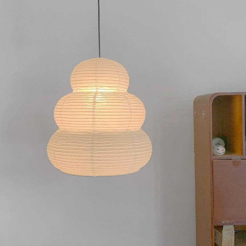 Round Pendant Light Fixture, 40cm Natural Paper Shade