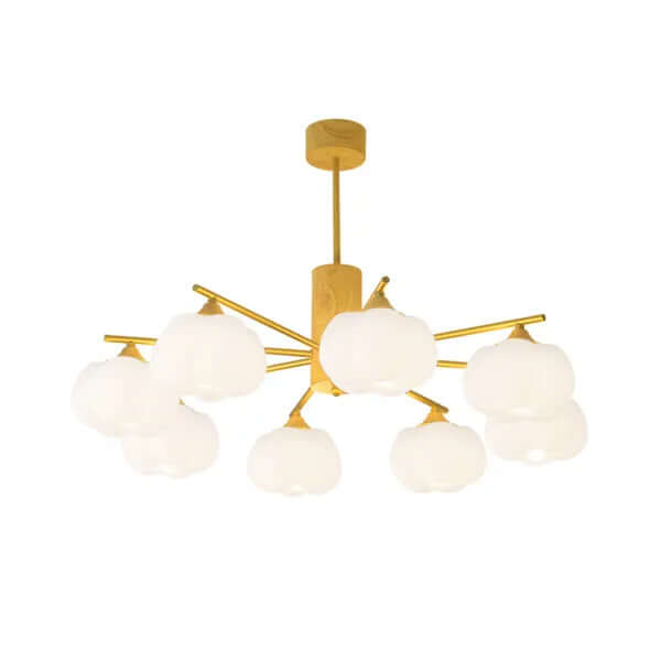 Modern Wooden Chandelier with Cotton Balls