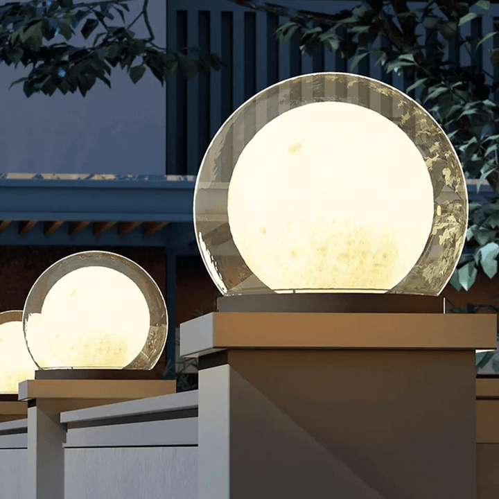 Solar Garden Light,Outdoor Pillar Lamp Post,Moon Shaped Decor
