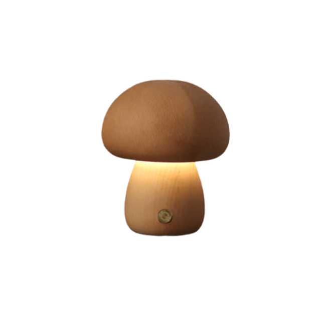 Rechargeable Wooden Mushroom Lamp