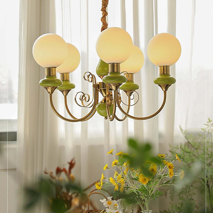 Elegant Green Onyx Chandelier | 3 & 5 Heads