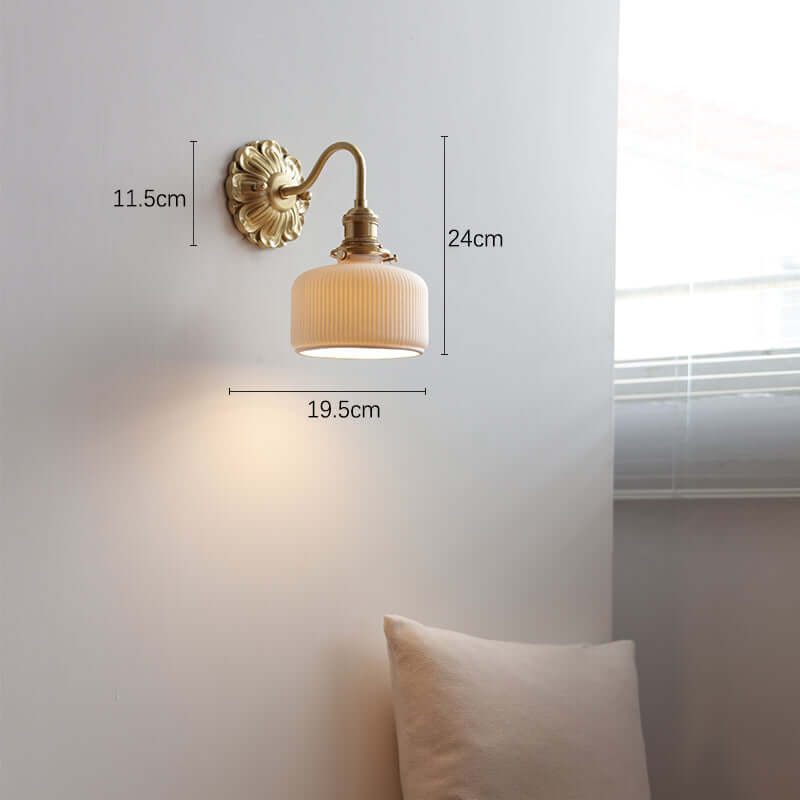 Ceramic & Brass Wall Sconce Light Fixture
