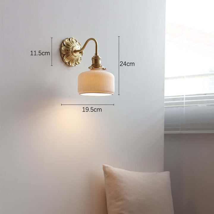 Ceramic & Brass Wall Sconce Light Fixture