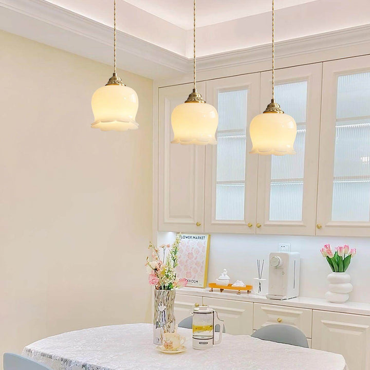 Floral Pendant Lamp, Elegant Hanging Ceiling Light Fixture