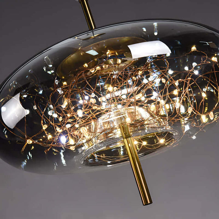 Brown Glass Pendant Light with Multiple Lights