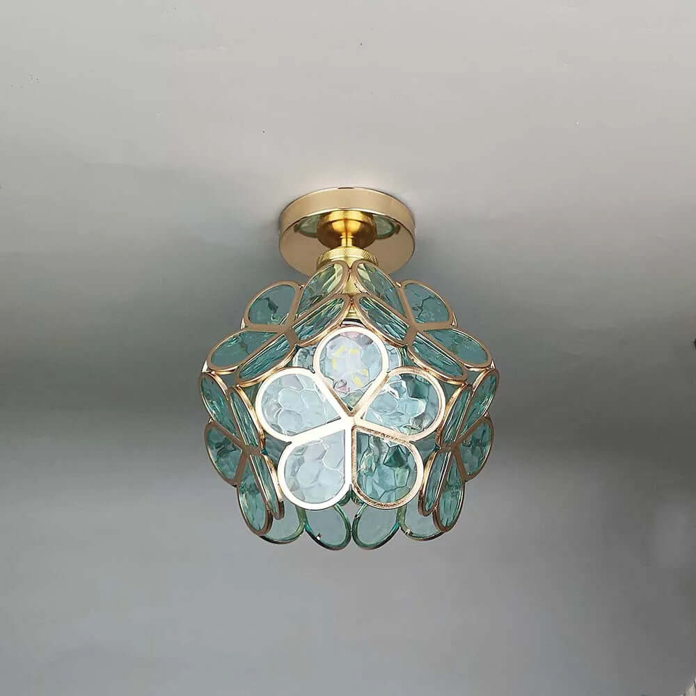 Floral Glass Ceiling Light Fixture for Hallway