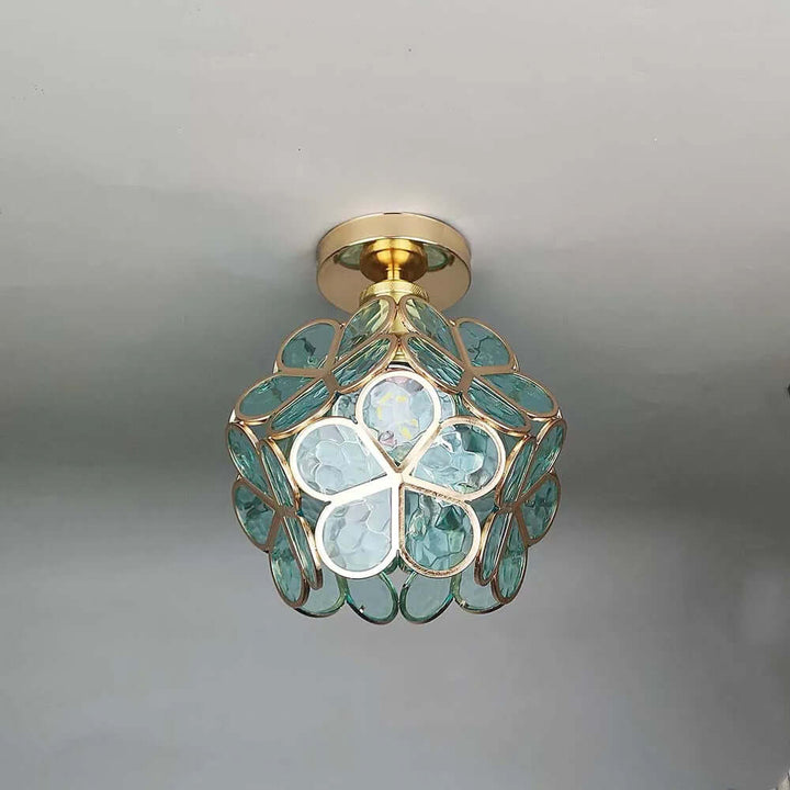 Floral Glass Ceiling Light Fixture for Hallway