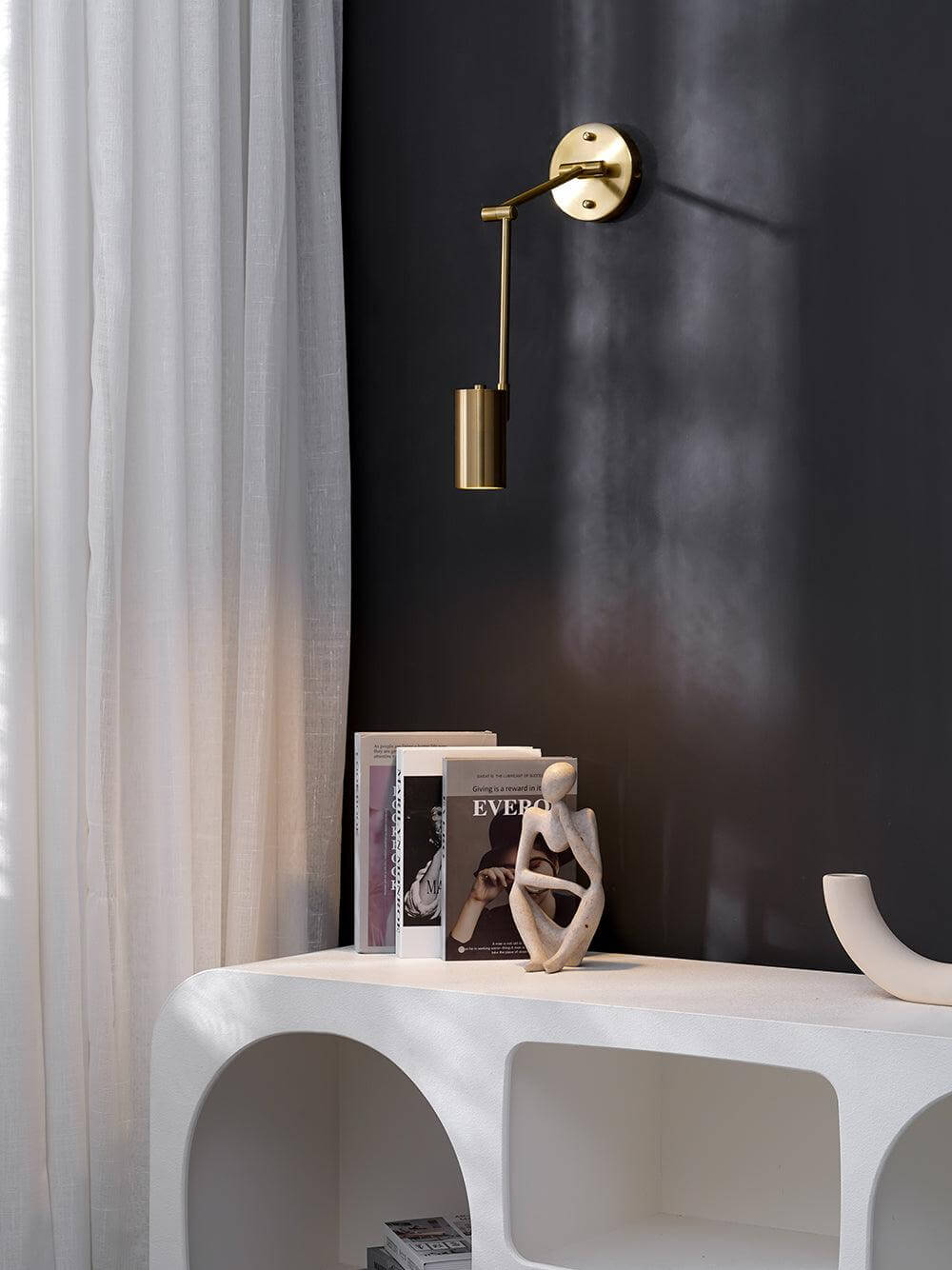 Adjustable Metal Swing Arm Wall Lamp with Integrated LED