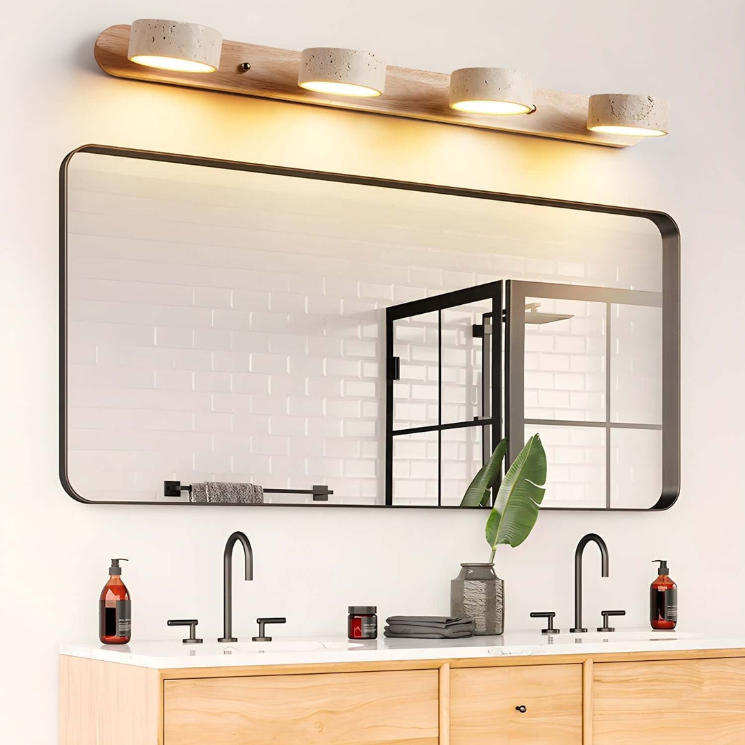 Natural Stone & Wood Wall Light Fixture