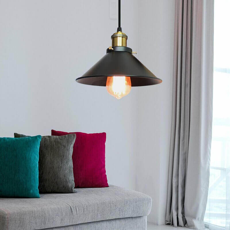 Vintage Brass Cone Pendant Light