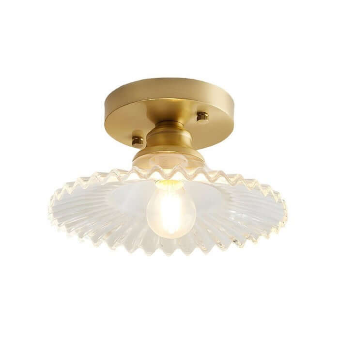 Vintage Style Clear Glass Ribbed Petal Ceiling Light