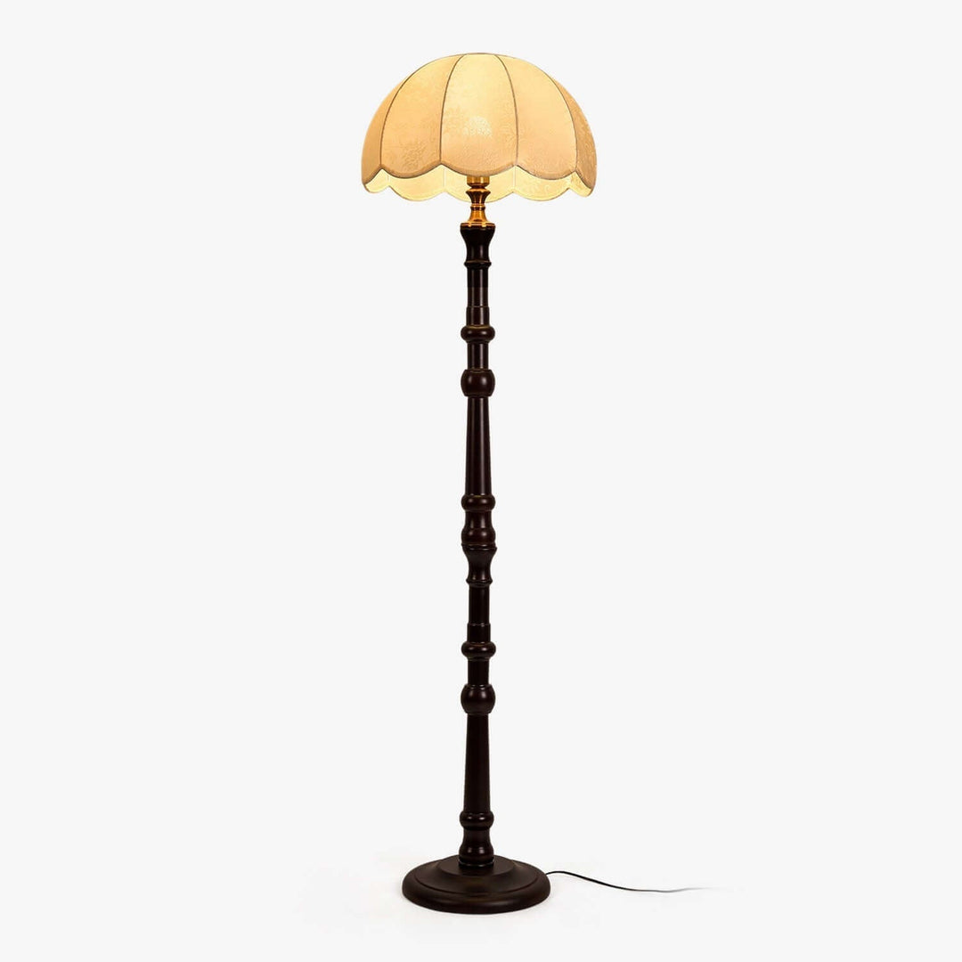 Elegant Wooden Floor Lamp with Fabric Shade