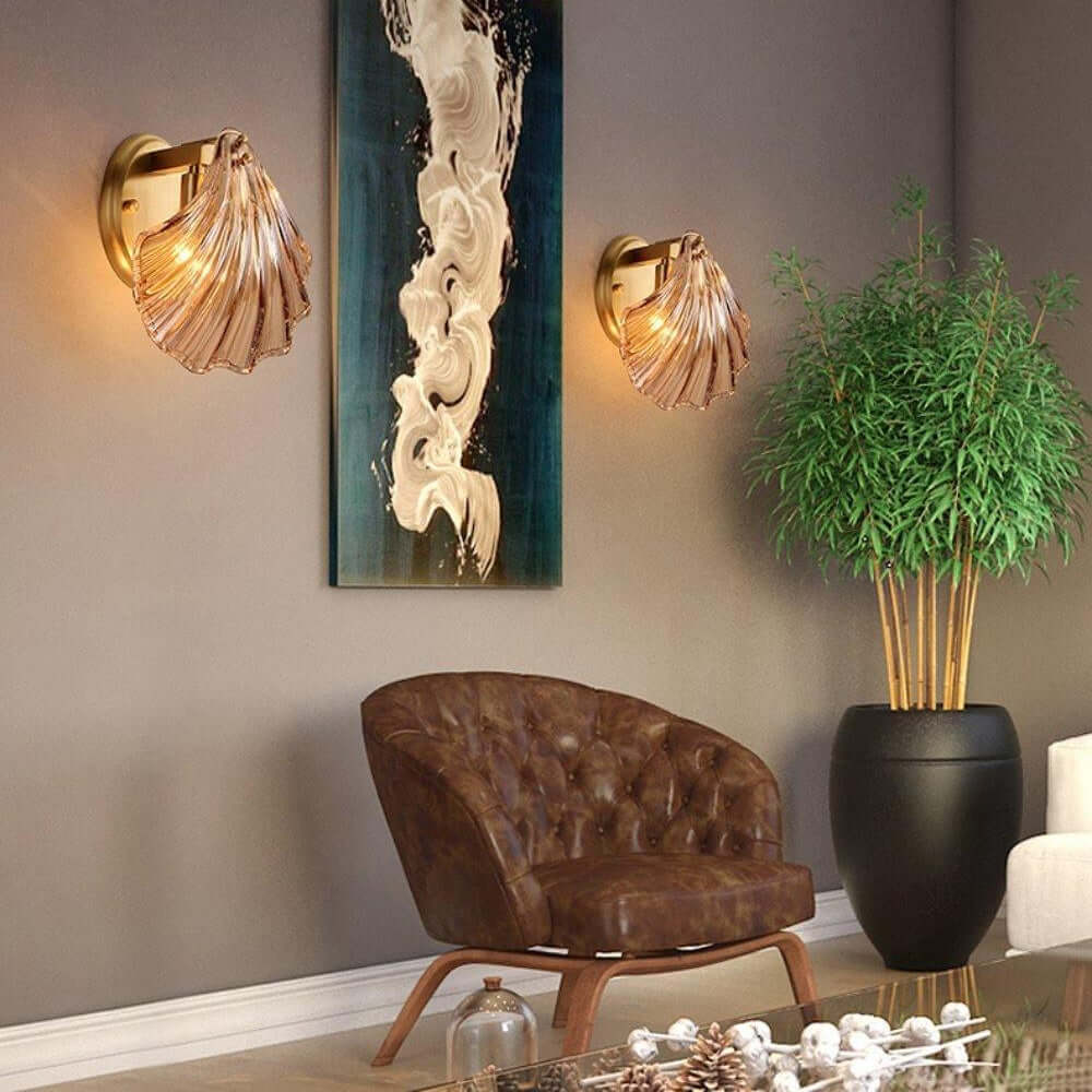 Seashell Wall Light Fixture, Nautical Decor, 20cm