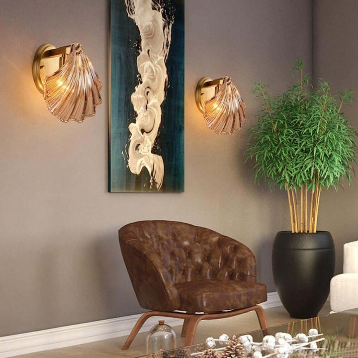 Seashell Wall Light Fixture, Nautical Decor, 20cm