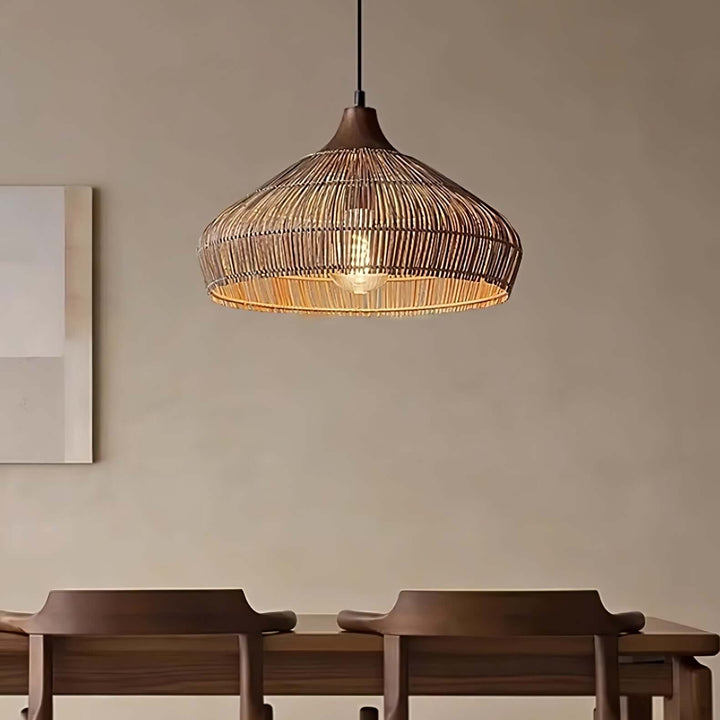 Woven Rattan Pendant Light - Handcrafted Bohemian Decor