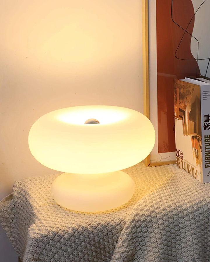 Modern Round Table Lamp with Metal Accent