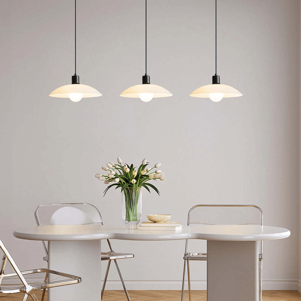 Modern White Glass Disc Pendant Light