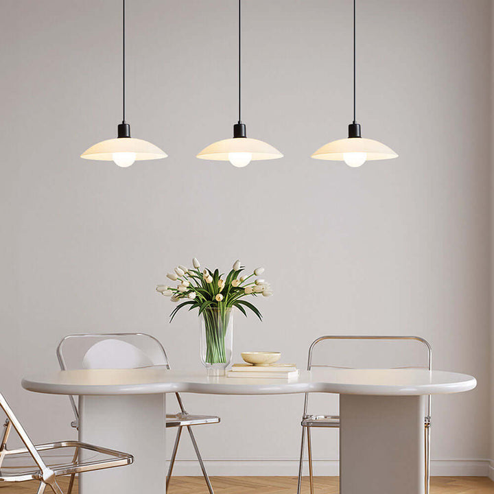 Modern White Glass Disc Pendant Light Fixture