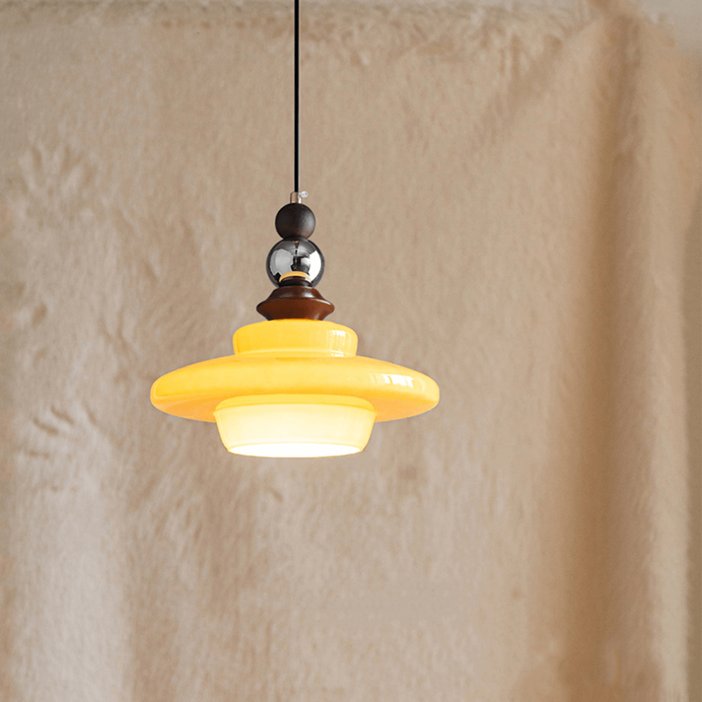 Medieval Style Beige Glass Pendant Light